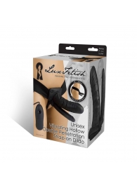 Полый страпон с двумя отростками и вибрацией Unisex Vibrating Hollow Strap-On Double Penetrating Dildo - 17,8 см. - Lux Fetish - купить с доставкой в Пушкино