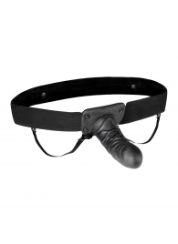 Чёрный полый страпон с вибрацией Unisex Vibrating Hollow Strap-On - 14 см. - Lux Fetish - купить с доставкой в Пушкино