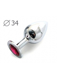 Коническая серебристая анальная втулка с малиновым кристаллом - 8,2 см. - Anal Jewelry Plug - купить с доставкой в Пушкино