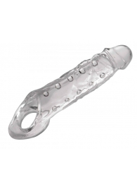 Прозразная закрытая насадка на пенис с поддержкой мошонки Clearly Ample Penis Enhancer - 22 см. - XR Brands - в Пушкино купить с доставкой