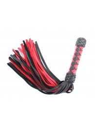 Черно-красная клеть с плетеной ручкой с ромбовидным узором - 45 см. - БДСМ Арсенал - купить с доставкой в Пушкино