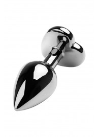 Серебристая коническая анальная пробка с красным кристаллом-сердечком - 7 см. - ToyFa - купить с доставкой в Пушкино