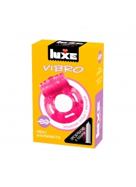 Розовое эрекционное виброкольцо Luxe VIBRO  Ужас Альпиниста  + презерватив - Luxe - в Пушкино купить с доставкой