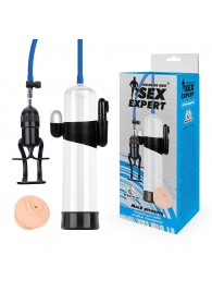 Прозрачная вакуумная вибропомпа Sex Expert с насадкой-вагиной - Sex Expert - в Пушкино купить с доставкой