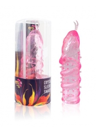 Закрытая рельефная насадка Crystal sleeve snakes в виде змеи с усиками - 14 см. - Erowoman-Eroman - в Пушкино купить с доставкой