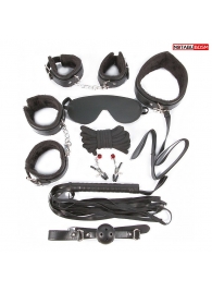 Большой игровой набор БДСМ: наручники, оковы, маска, кляп, плеть, ошейник с поводком, верёвка, зажимы для сосков - Notabu - купить с доставкой в Пушкино