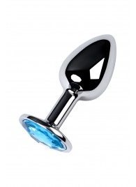 Серебристая конусовидная анальная пробка с голубым кристаллом - 7 см. - ToyFa - купить с доставкой в Пушкино