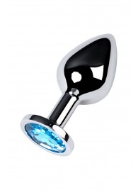 Серебристая конусовидная анальная пробка с голубым кристаллом - 8 см. - ToyFa - купить с доставкой в Пушкино