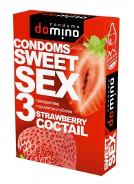 Презервативы для орального секса DOMINO Sweet Sex с ароматом клубничного коктейля  - 3 шт. - Domino - купить с доставкой в Пушкино