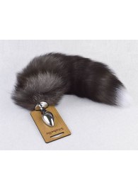 Серебристая анальная пробка с пушистым хвостиком - Sitabella - купить с доставкой в Пушкино