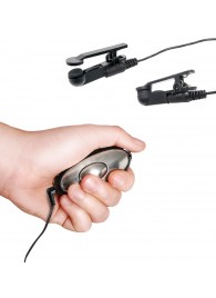 Черные электрические зажимы для сосков Shock Therapy Nipple Clamps - Pipedream - купить с доставкой в Пушкино