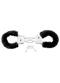 Меховые чёрные наручники Beginner s Furry Cuffs - Pipedream - купить с доставкой в Пушкино