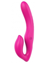 Ярко-розовый безремневой страпон REMOTE DOUBLE DIPPER - 22 см. - Dream Toys - купить с доставкой в Пушкино