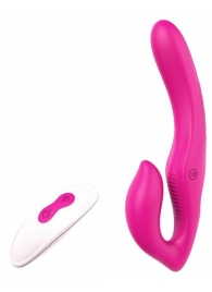Ярко-розовый безремневой страпон REMOTE DOUBLE DIPPER - 22 см. - Dream Toys - купить с доставкой в Пушкино