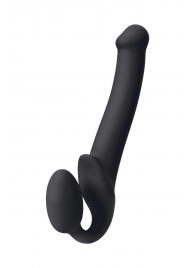 Черный безремневой страпон Silicone Bendable Strap-On M - Strap-on-me - купить с доставкой в Пушкино