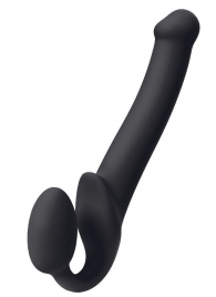 Черный безремневой страпон Silicone Bendable Strap-On M - Strap-on-me - купить с доставкой в Пушкино