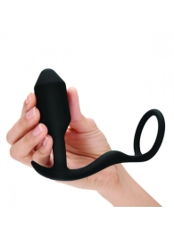 Черное эрекционное кольцо с анальным плагом Snug   Tug - b-Vibe - в Пушкино купить с доставкой