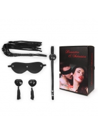 Эротический набор в черном цвете: маска, кляп, пэстисы, плётка - Notabu - купить с доставкой в Пушкино