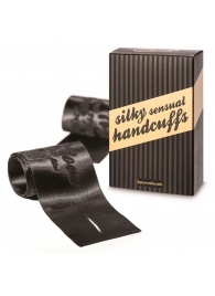 Черные ленты для связывания SILKY SENSUAL HANDCUFFS - Bijoux Indiscrets - купить с доставкой в Пушкино