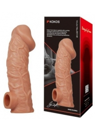 Телесная насадка на фаллос с фиксацией мошонки EXTREME SLEEVE - 15,6 см. - KOKOS - в Пушкино купить с доставкой