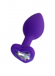 Фиолетовая анальная втулка Diamond Heart с прозрачным кристаллом - 7 см. - ToyFa - купить с доставкой в Пушкино