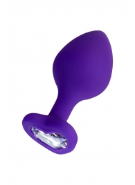 Фиолетовая анальная втулка Diamond Heart с прозрачным кристаллом - 8 см. - ToyFa - купить с доставкой в Пушкино