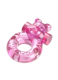 Розовое эрекционное виброкольцо на пенис Pink Bear - Baile - в Пушкино купить с доставкой