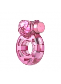 Розовое эрекционное кольцо с вибрацией Pink Bear - Baile - в Пушкино купить с доставкой