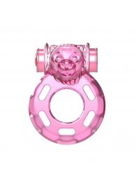 Розовое эрекционное кольцо с вибрацией Pink Bear - Baile - в Пушкино купить с доставкой