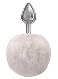 Серебристая анальная пробка с белым пушистым хвостиком Twinkle - Lola Games - купить с доставкой в Пушкино