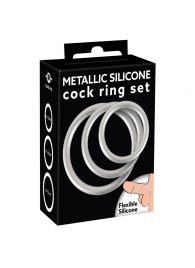 Набор из 3 эрекционных колец под металл Metallic Silicone Cock Ring Set - Orion - в Пушкино купить с доставкой