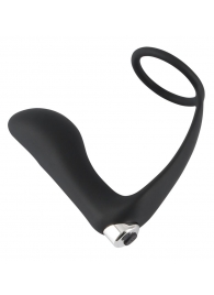 Черное эрекционное кольцо с анальной вибропробкой Vibrating Ring   Plug - Orion - в Пушкино купить с доставкой
