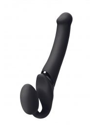 Черный безремневой вибрострапон Silicone Bendable Strap-On M - Strap-on-me - купить с доставкой в Пушкино