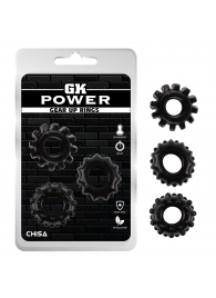 Набор из 3 черных эрекционных колец Gear Up Rings - Chisa - в Пушкино купить с доставкой