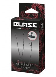 Черные зажимы на соски и клитор на цепочке DELUXE NIPPLE   CLIT CLAMPS - Dream Toys - купить с доставкой в Пушкино
