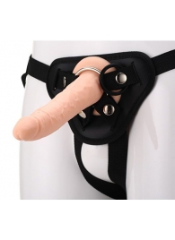 Телесный страпон на черных трусиках STRAP ON REAL DILDO - 20 см. - Dream Toys - купить с доставкой в Пушкино