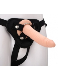 Телесный страпон на черных трусиках STRAP ON REAL DILDO - 20 см. - Dream Toys - купить с доставкой в Пушкино