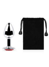 Серебристая анальная пробка с красным стразом - 7,2 см. - Anal Jewelry Plug - купить с доставкой в Пушкино