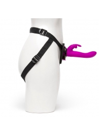 Лиловый страпон Rechargeable Vibrating Strap-On Harness Set - 17,6 см. - Happy Rabbit - купить с доставкой в Пушкино