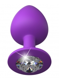 Фиолетовая анальная пробка со стразом Her Little Gem Large Plug - 9,5 см. - Pipedream - купить с доставкой в Пушкино