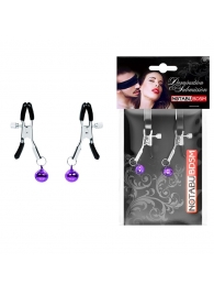 Оригинальные зажимы на соски с фиолетовыми шариками - Notabu - купить с доставкой в Пушкино