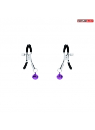 Оригинальные зажимы на соски с фиолетовыми шариками - Notabu - купить с доставкой в Пушкино