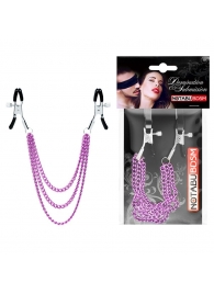 Оригинальные зажимы на соски с тройной розовой цепочкой - Notabu - купить с доставкой в Пушкино