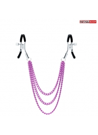 Оригинальные зажимы на соски с тройной розовой цепочкой - Notabu - купить с доставкой в Пушкино