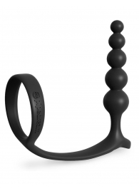Черная анальная цепочка с эрекционным кольцом Ass-gasm Cockring Anal Beads - Pipedream - в Пушкино купить с доставкой