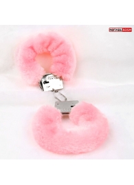 Металлические наручники с мягкой нежно-розовой опушкой - Notabu - купить с доставкой в Пушкино