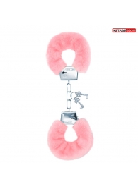 Металлические наручники с мягкой нежно-розовой опушкой - Notabu - купить с доставкой в Пушкино