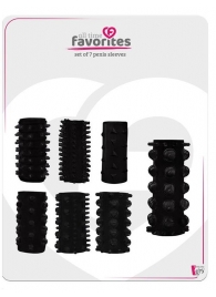 Набор из 7 черных насадок PENIS SLEEVES SET - Dream Toys - в Пушкино купить с доставкой