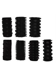 Набор из 7 черных насадок PENIS SLEEVES SET - Dream Toys - в Пушкино купить с доставкой