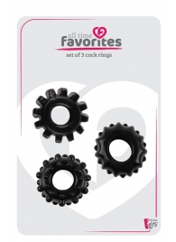 Набор из 3 черных эрекционных колец SET OF 3 COCKRINGS - Dream Toys - в Пушкино купить с доставкой